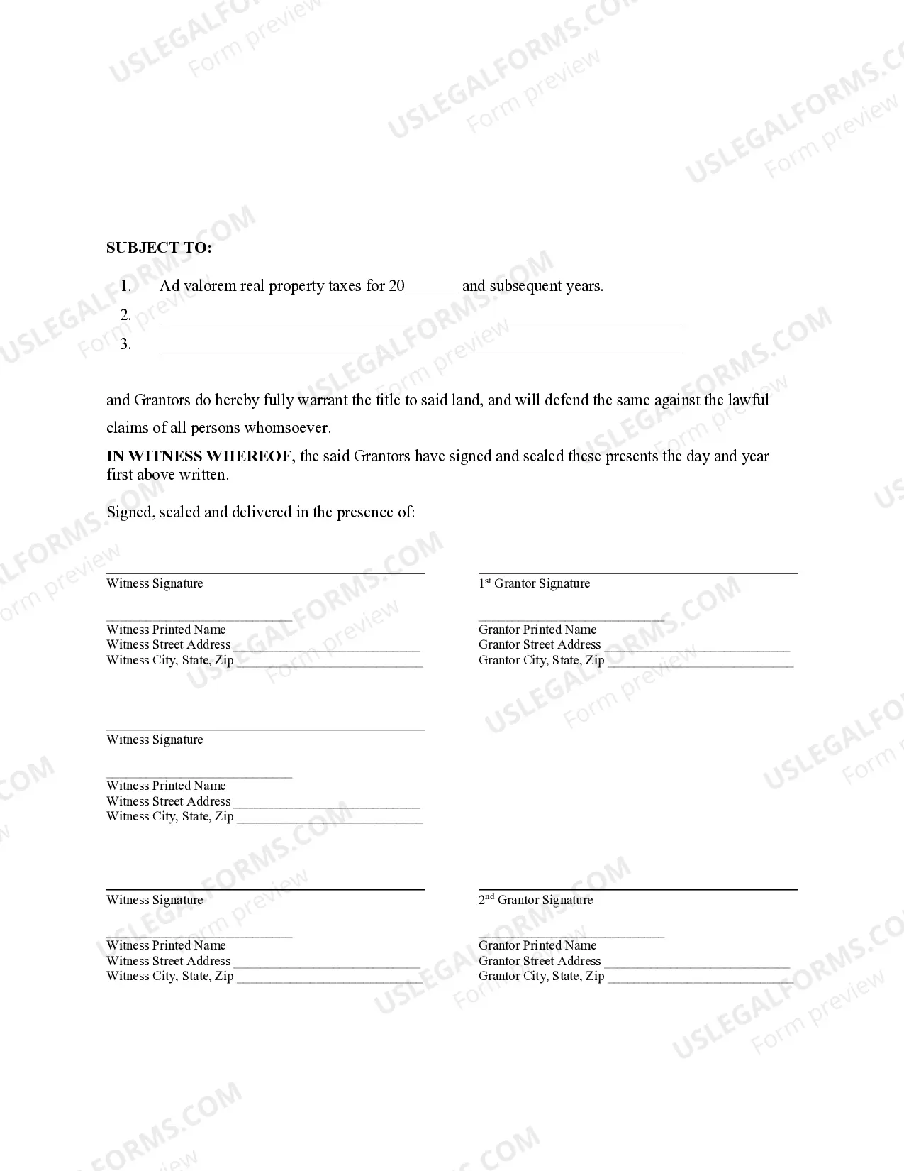 Preview Warranty Deed from Husband and Wife to a Trust