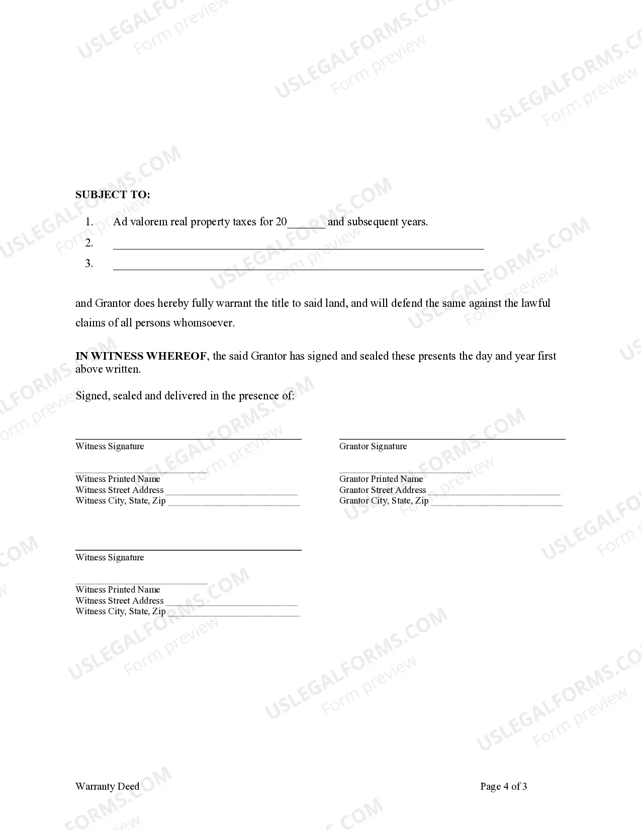 Preview Warranty Deed from Husband to Himself and Wife