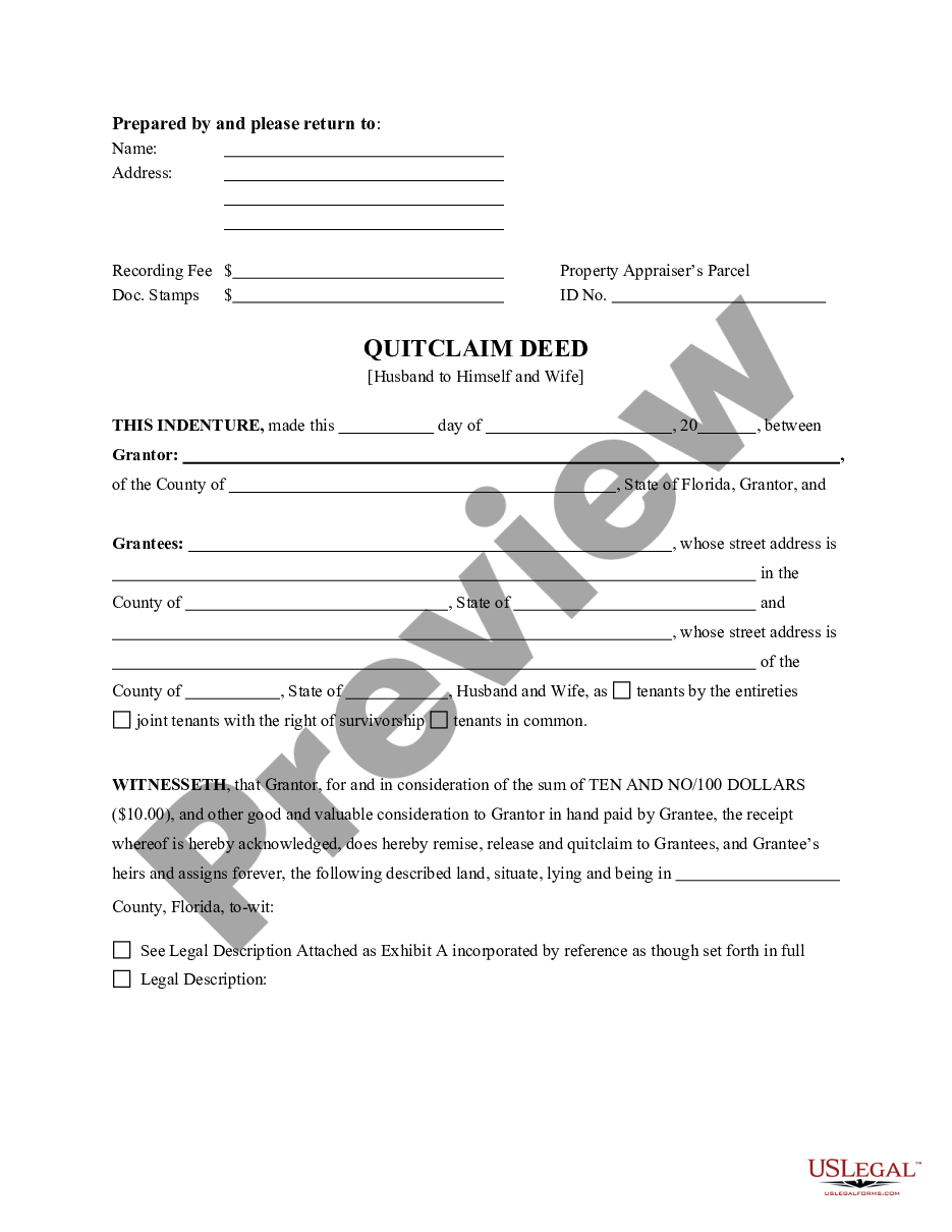Example Of Completed Florida Quit Claim Deed With Right US Legal Forms