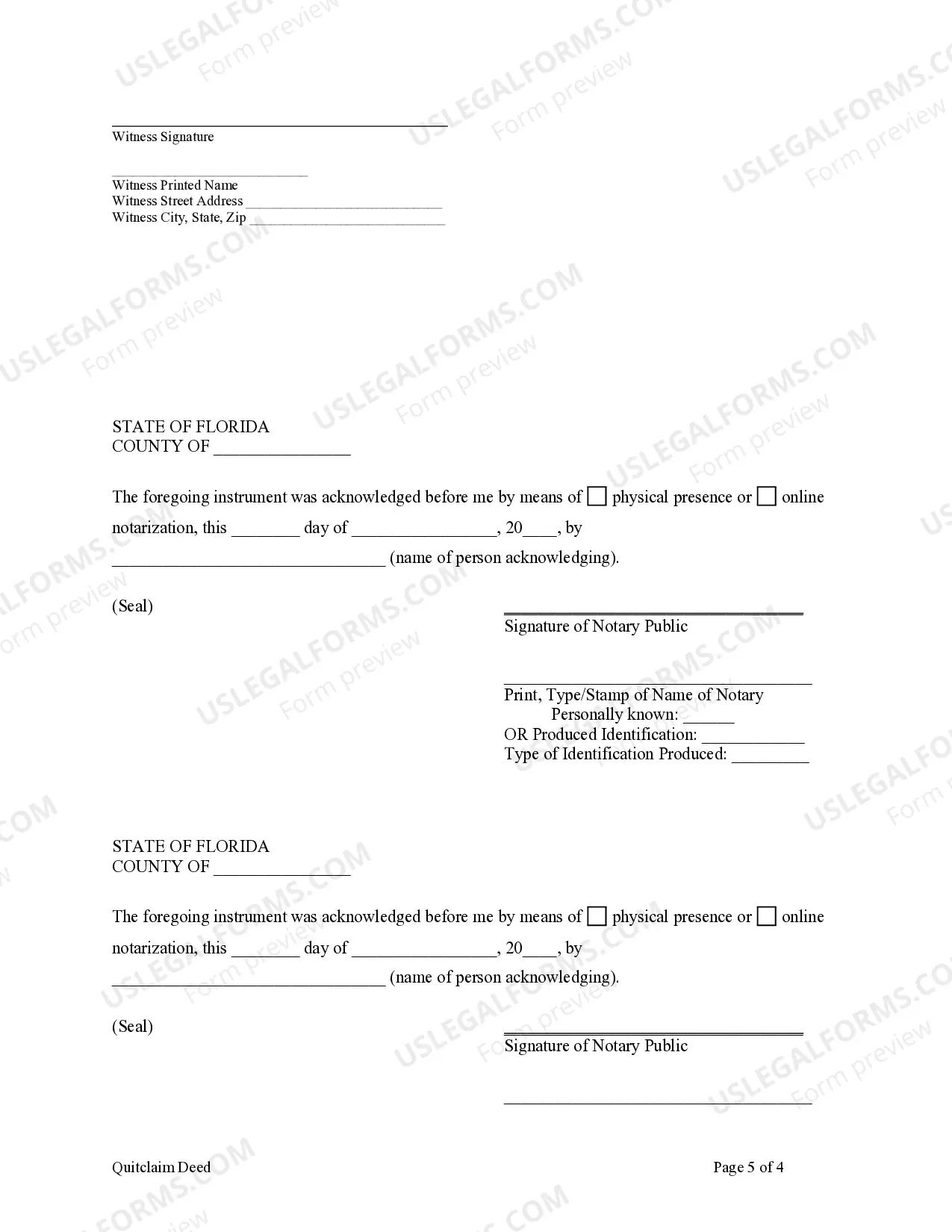 Preview Quitclaim Deed from Husband and Wife to Husband and Wife