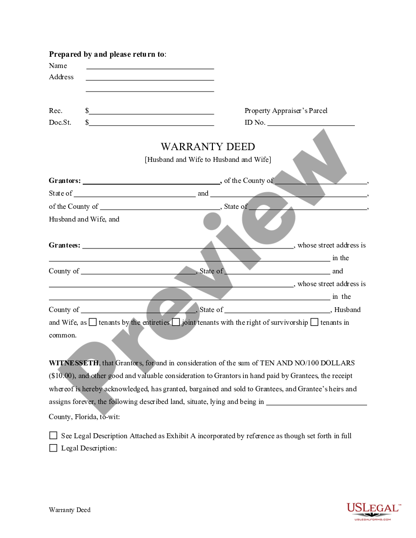 Florida Warranty Deed From Husband And Wife To Husband And Wife Florida Warranty Deed Pdf Us 7588