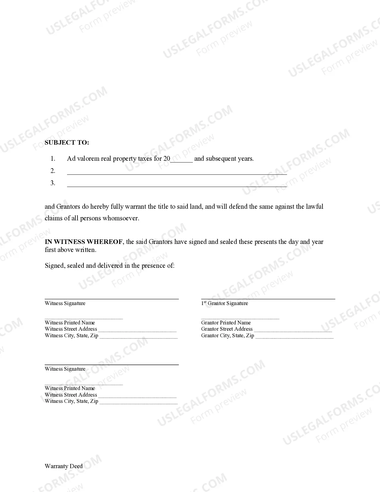 Preview Warranty Deed from Husband and Wife to Husband and Wife