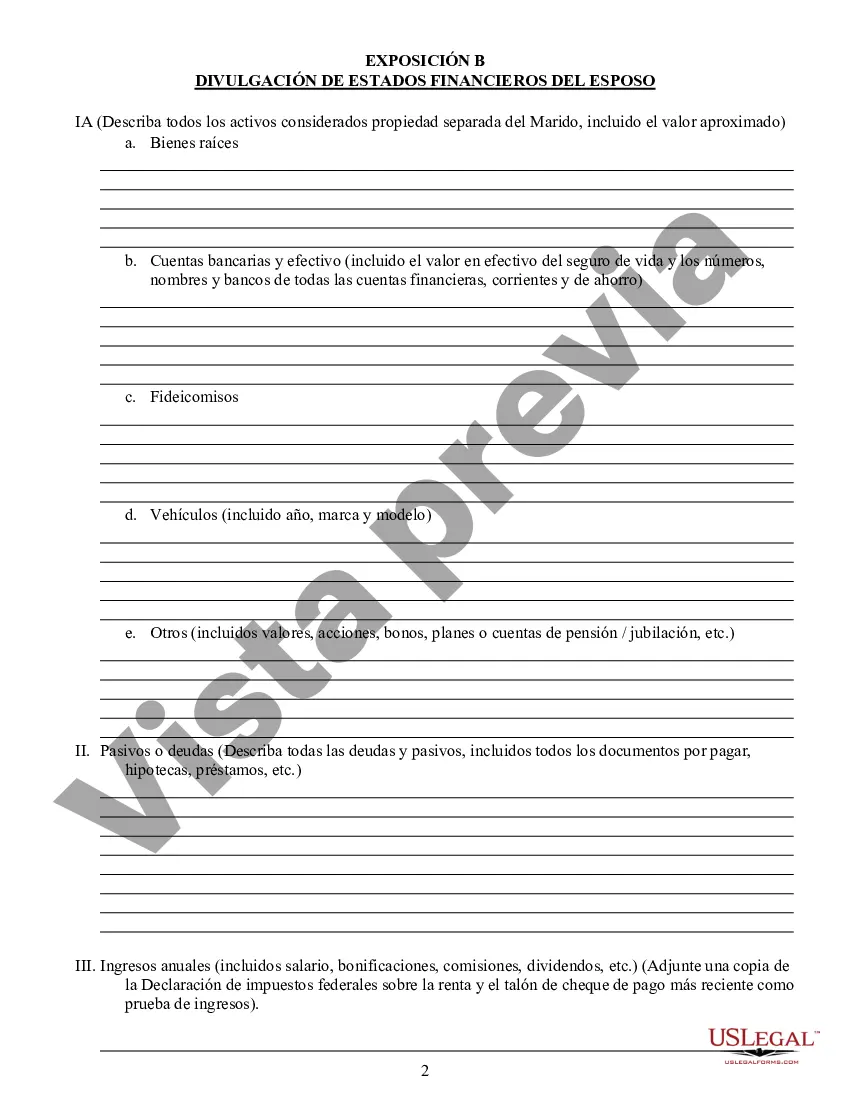 Preview Acuerdo de propiedad posnupcial - Florida