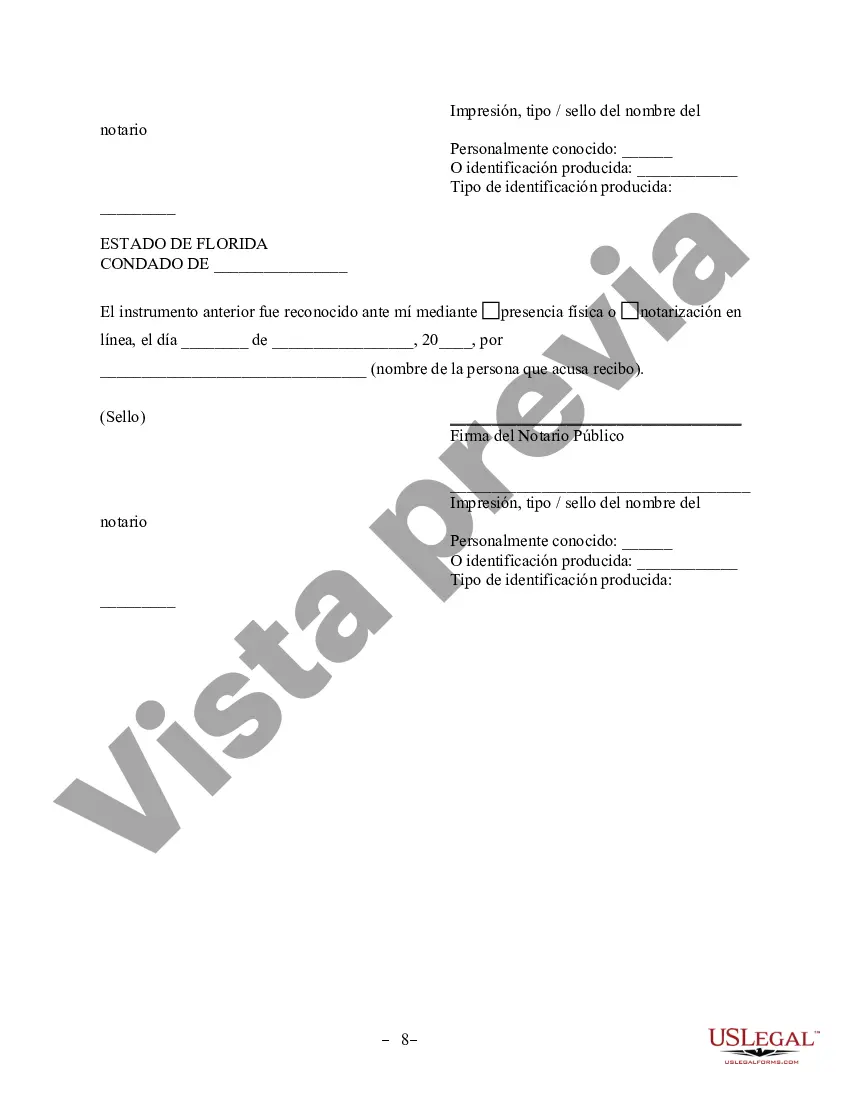 Preview Acuerdo de propiedad posnupcial - Florida