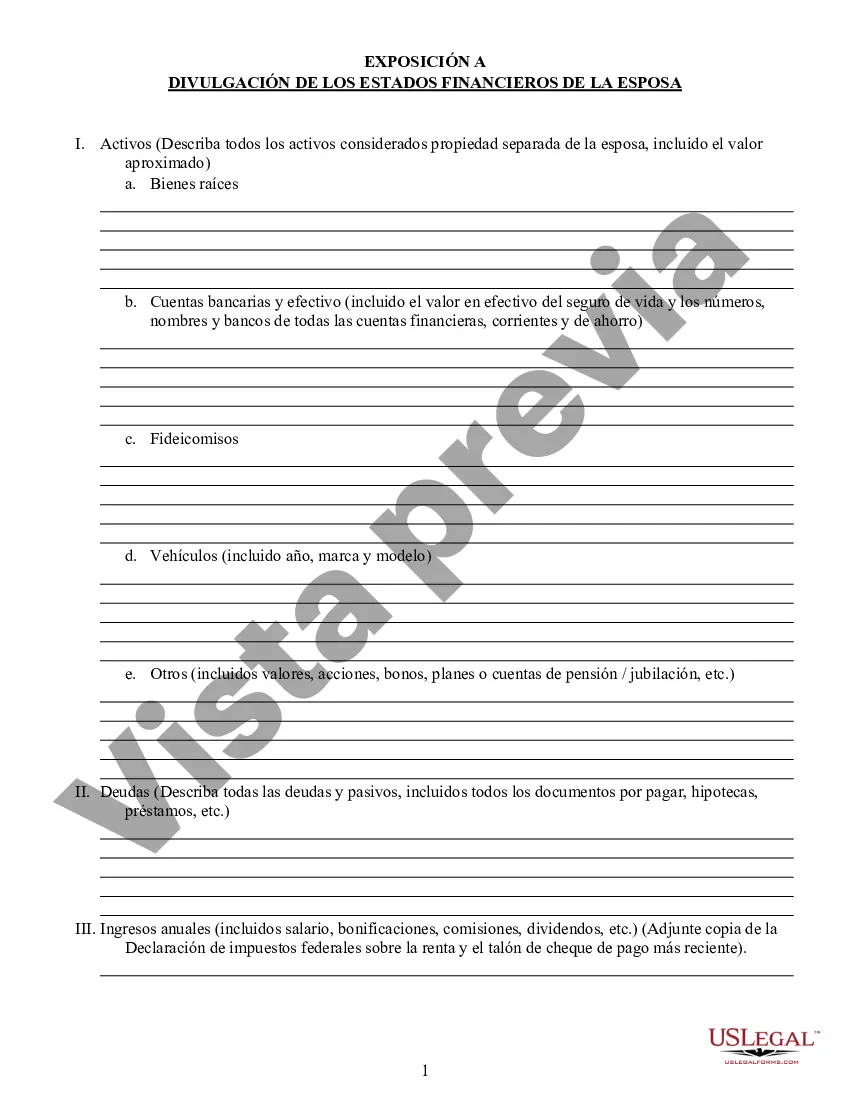 Preview Acuerdo de propiedad posnupcial - Florida