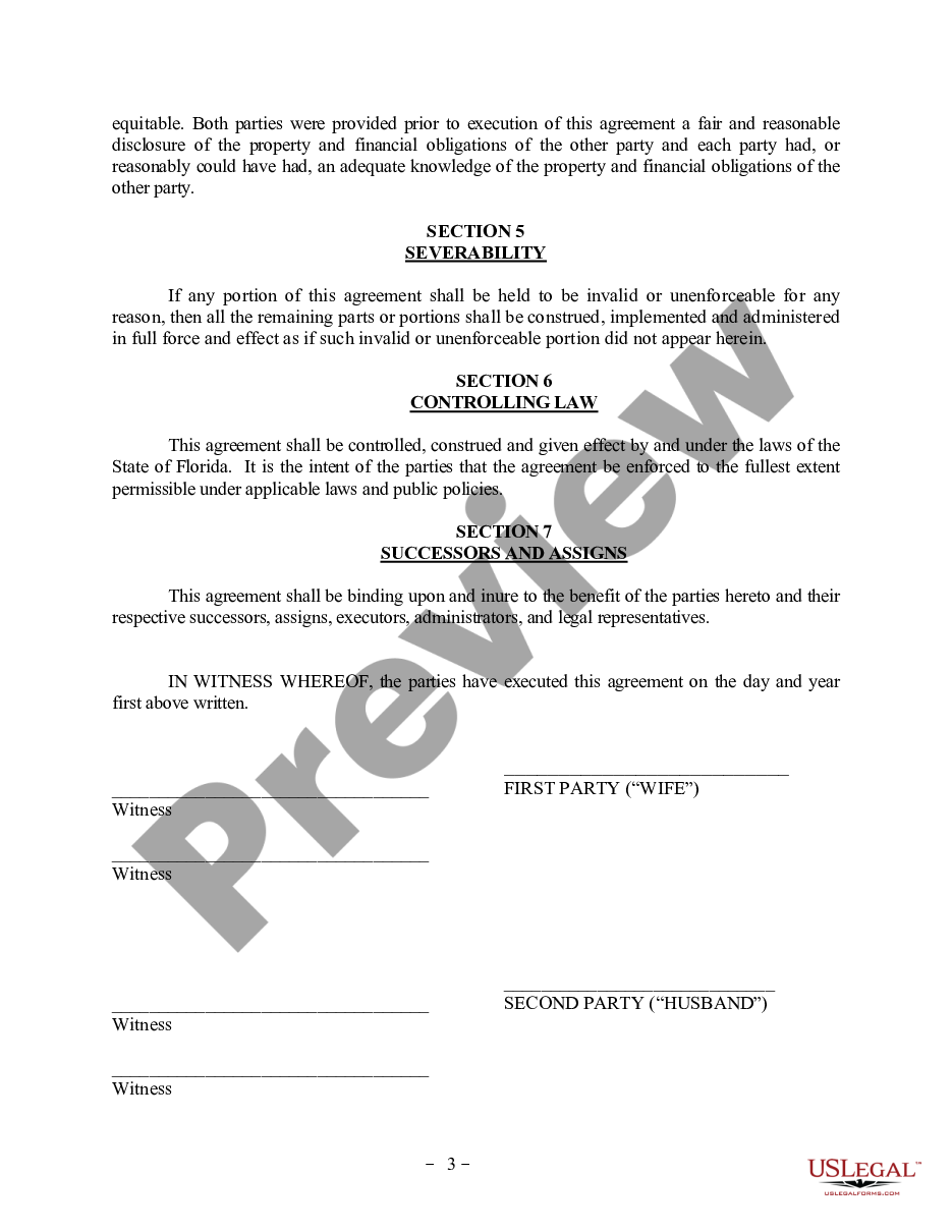 Amendment to Postnuptial Property Agreement Florida Amendment