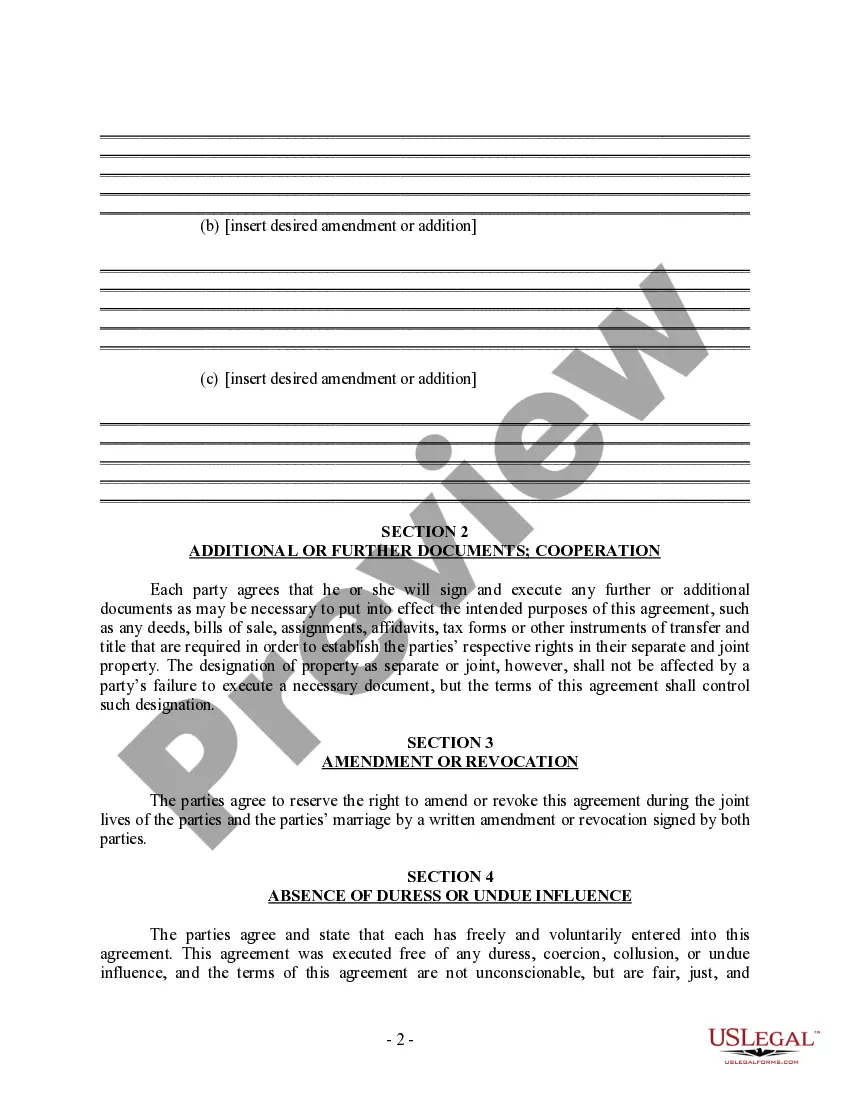 Preview Amendment to Postnuptial Property Agreement