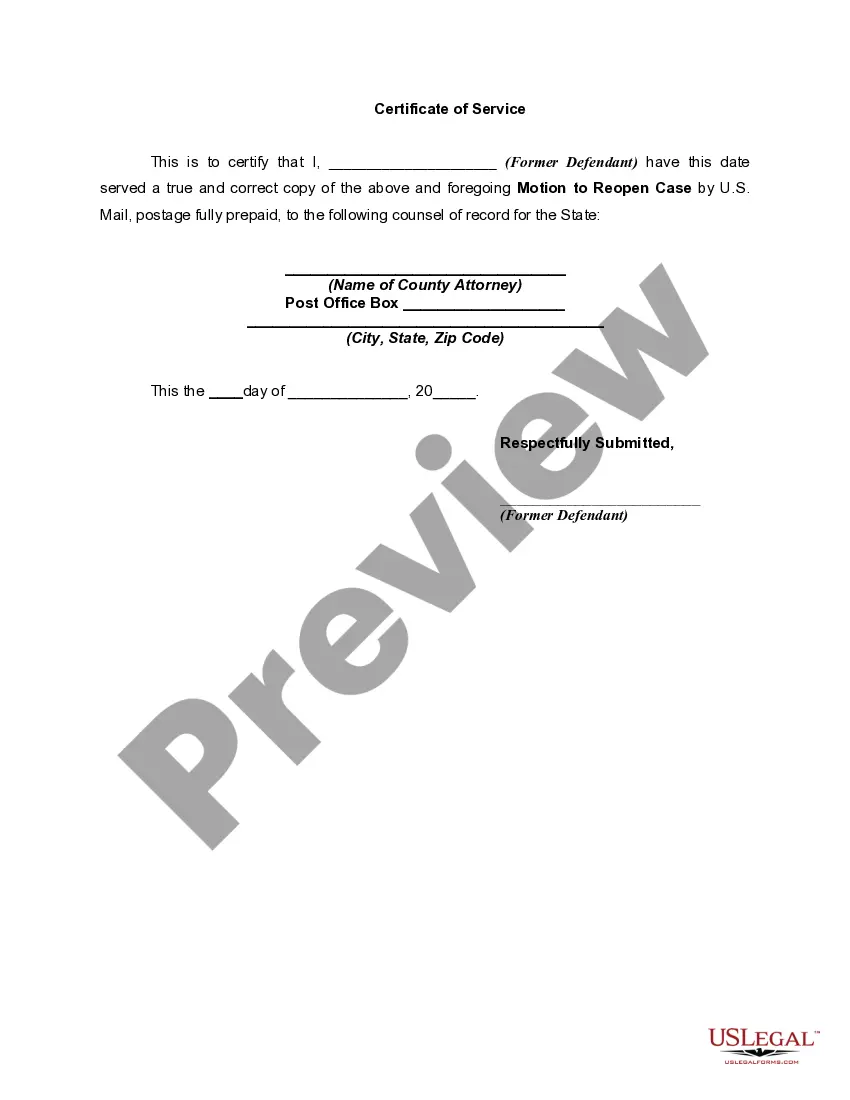 Get Motion to Reopen Case in Order to Acquire Copies of Pleadings Preview Motion to Reopen Case in Order to Acquire Copies of Pleadings