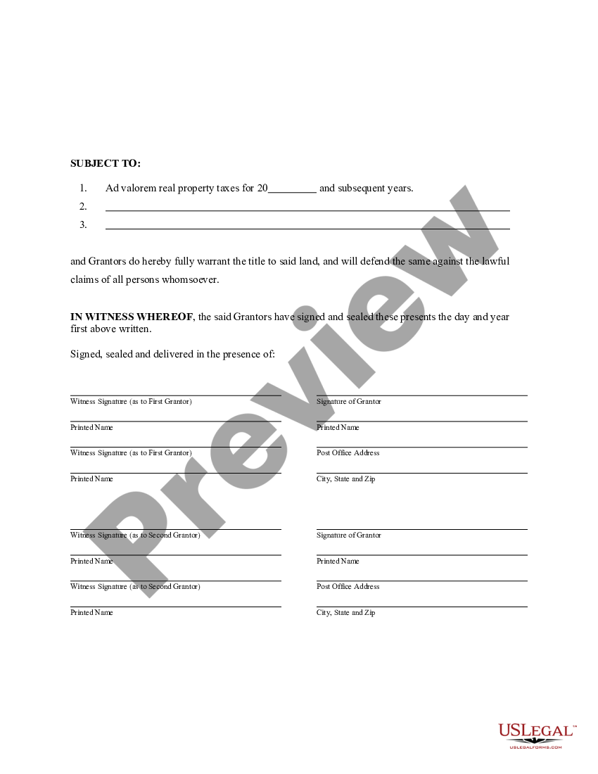 Florida Warranty Deed From Husband And Wife To An Individual Florida Warranty Deed Form Us 6246