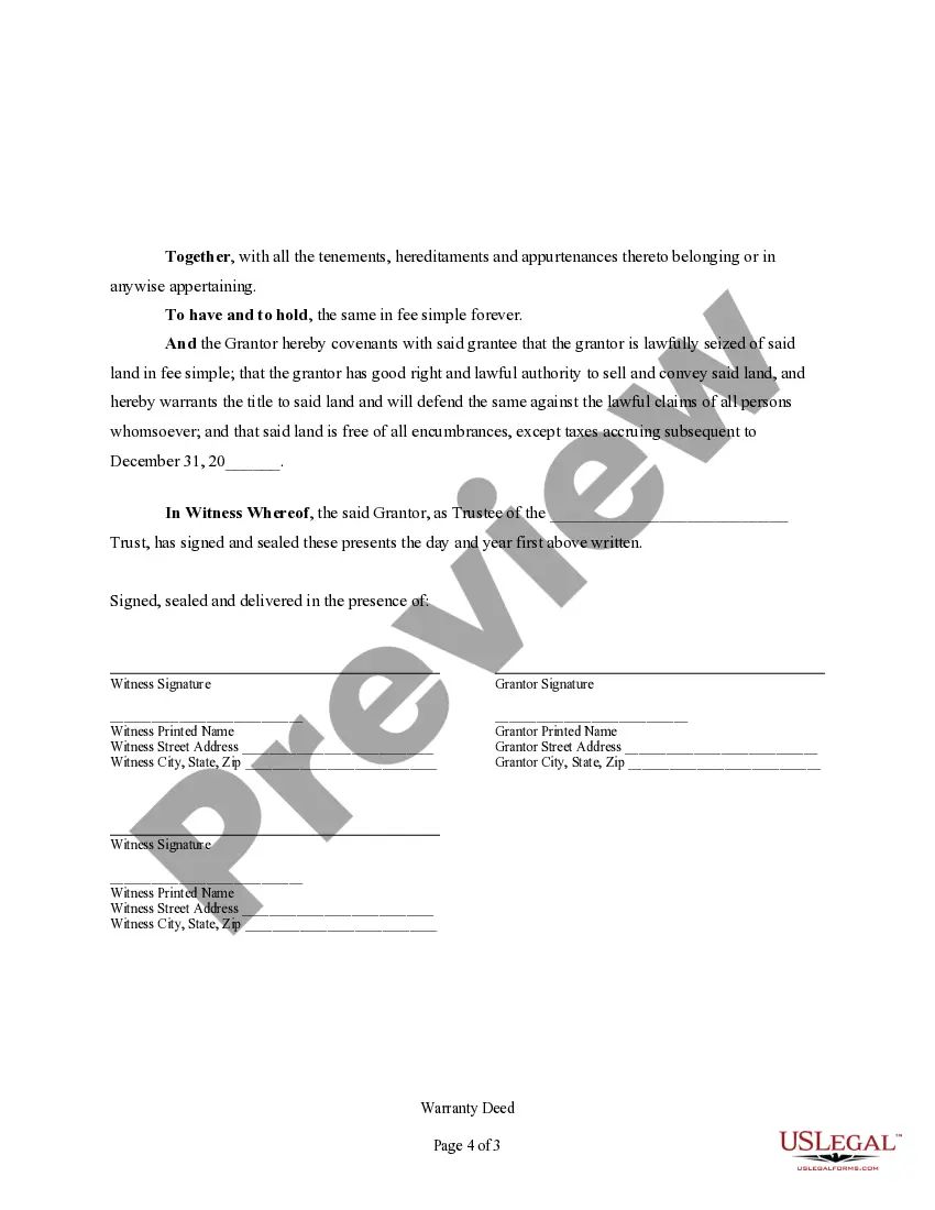 Preview Warranty Deed from Trust to a Trust