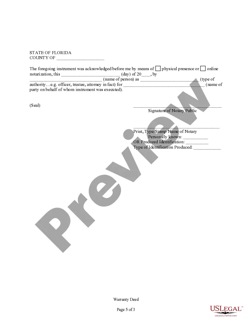 Preview Warranty Deed from Trust to a Trust