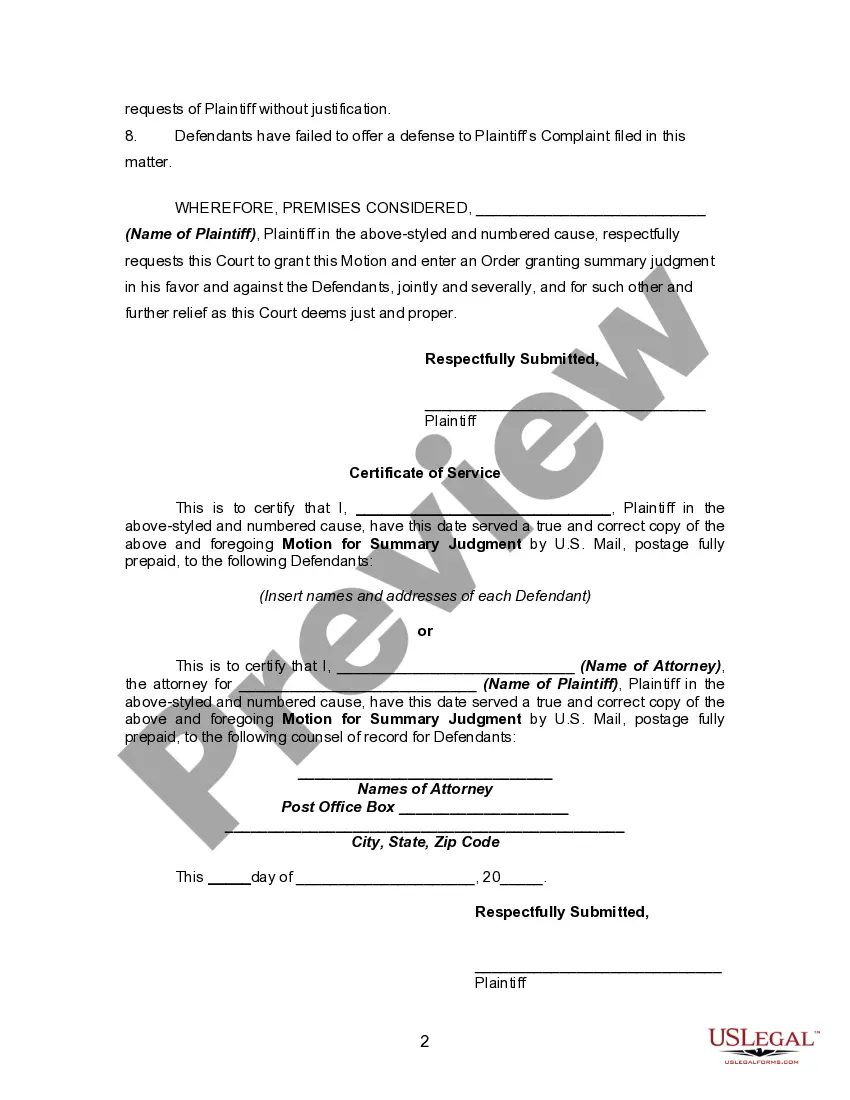 Get Motion for Summary Judgment by Plaintiff Preview Motion for Summary Judgment by Plaintiff