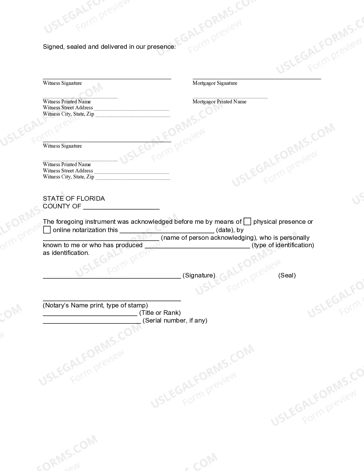 Preview Junior or Second Mortgage Deed