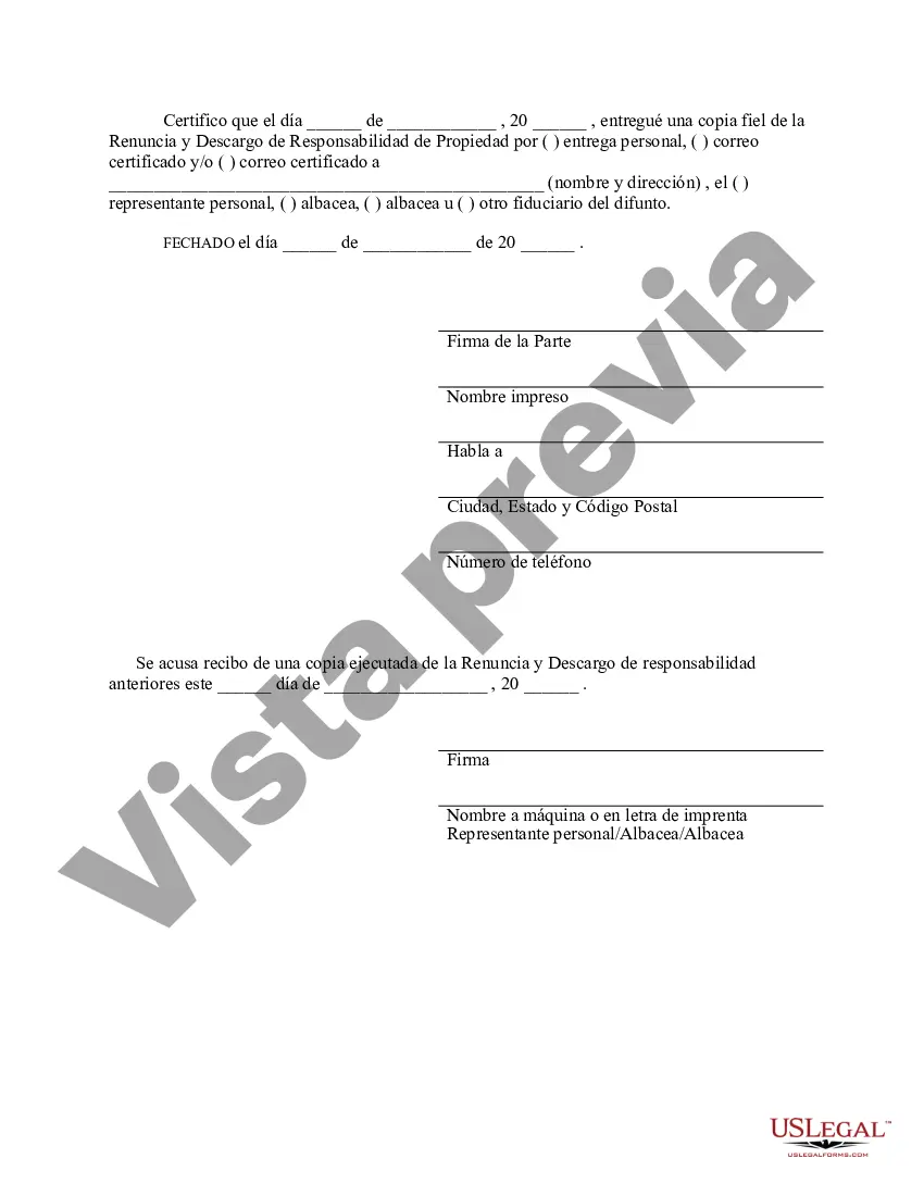 Preview Renuncia y renuncia de propiedad de Florida recibida por sucesión intestada
