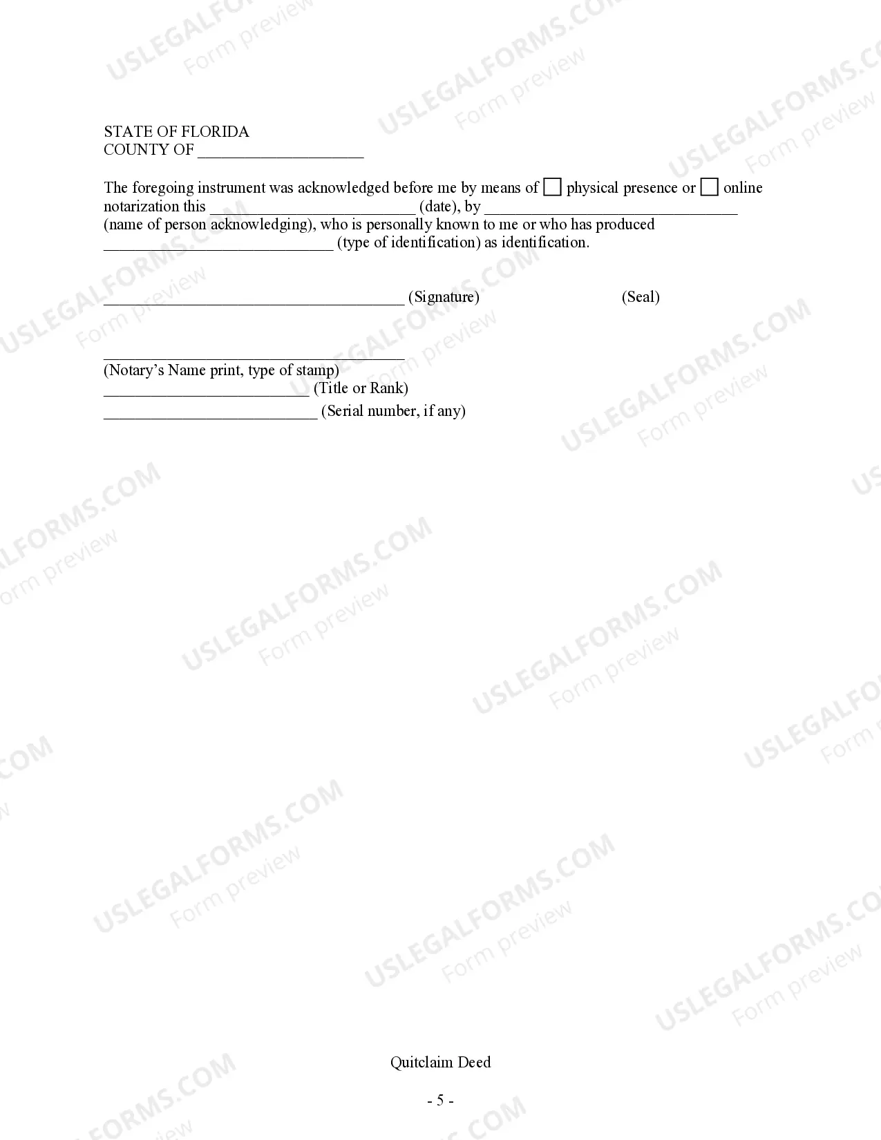 Preview Quitclaim Deed from Individual to Individual