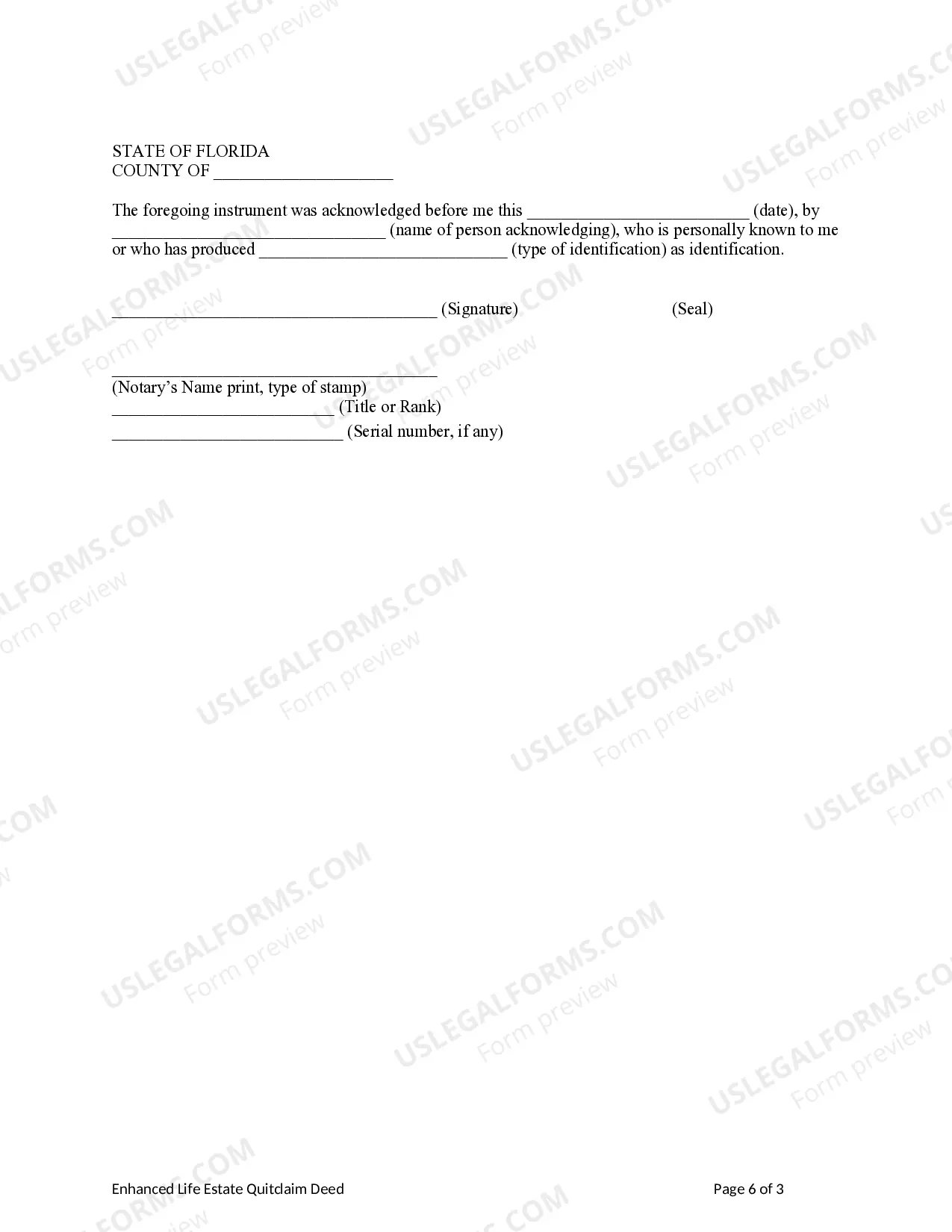 Preview Enhanced Life Estate or Lady Bird Deed - Quitclaim - Individual to Two Individual / Husband and Wife