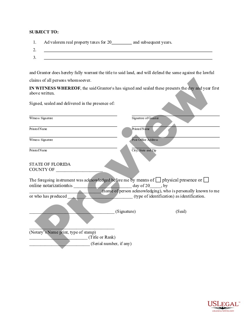 Florida Gift Deed for Individual to Individual - Gift Deed Florida | US ...