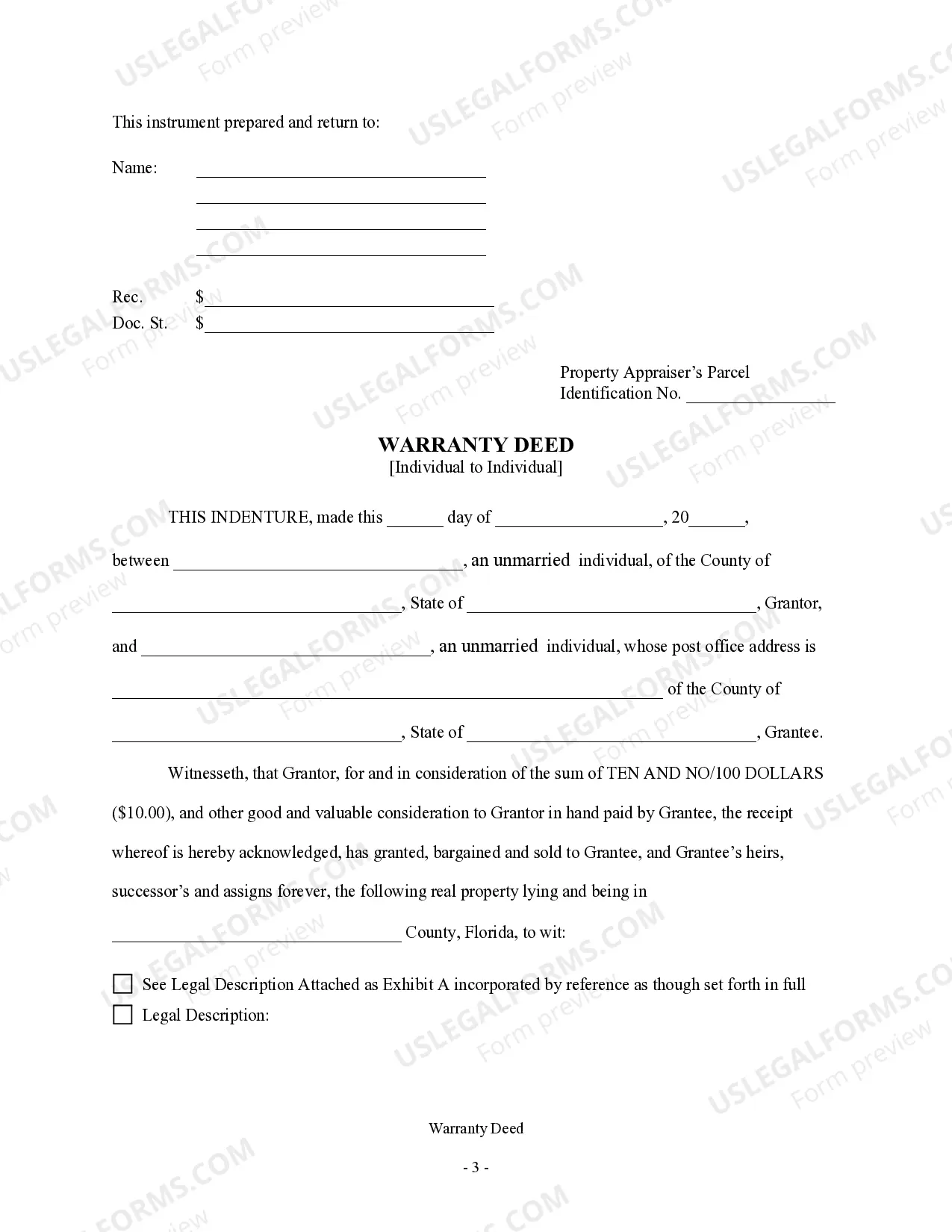 Preview Warranty Deed - Individual to Individual with Reserved Life Estate