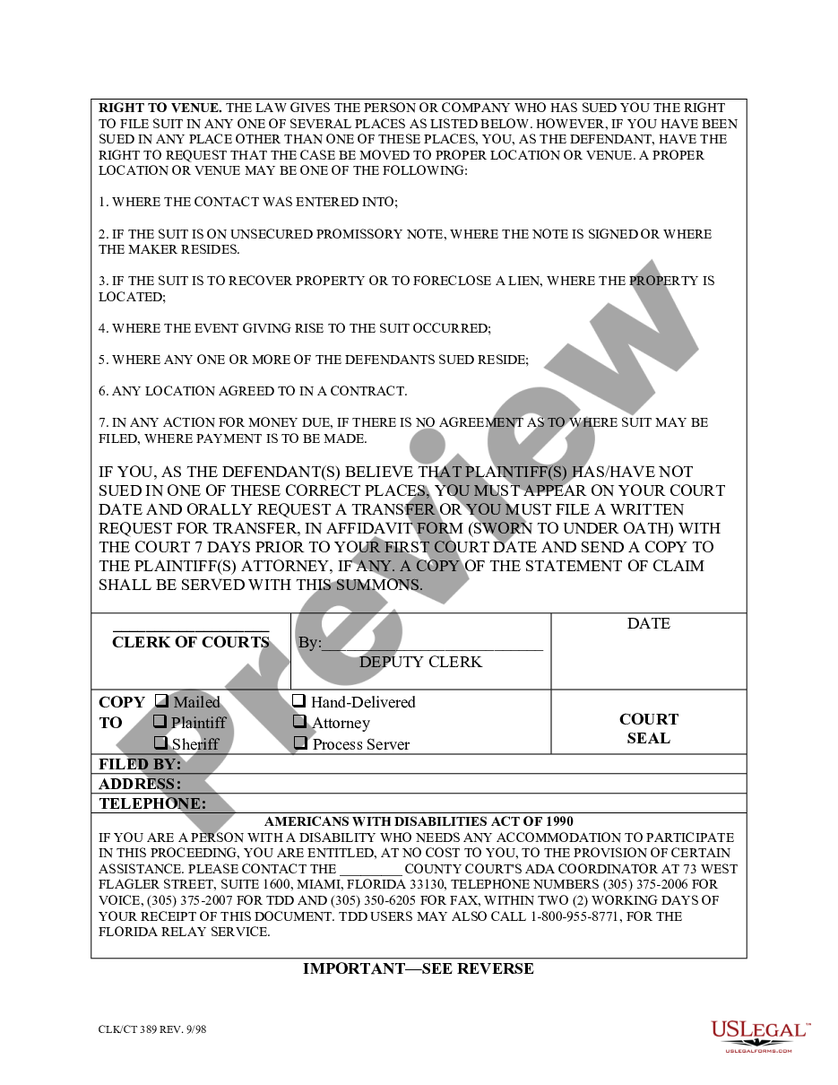 page 1 Summons - Notice to Appear for Pretrial Conference preview