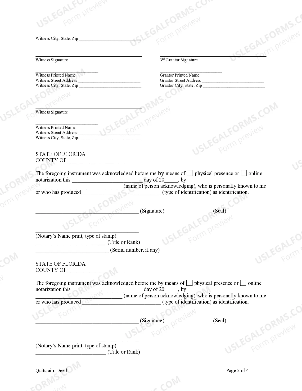 Preview Quitclaim Deed - Three Individuals to One Individual