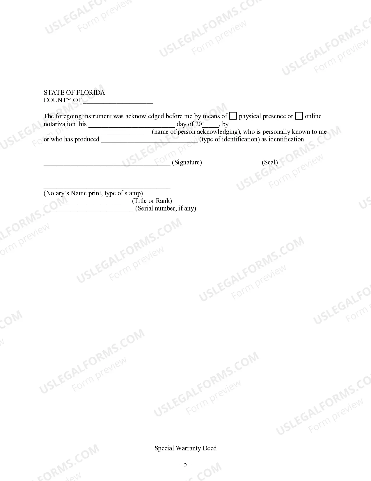 Preview Special Warranty Deed Individual to Trust
