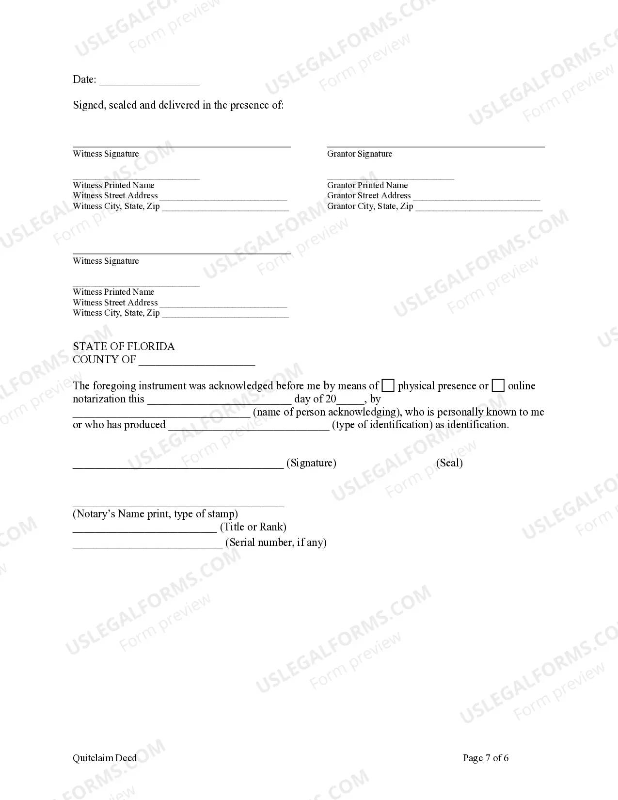 Preview Quitclaim Deed - Five Individuals to Husband and Wife
