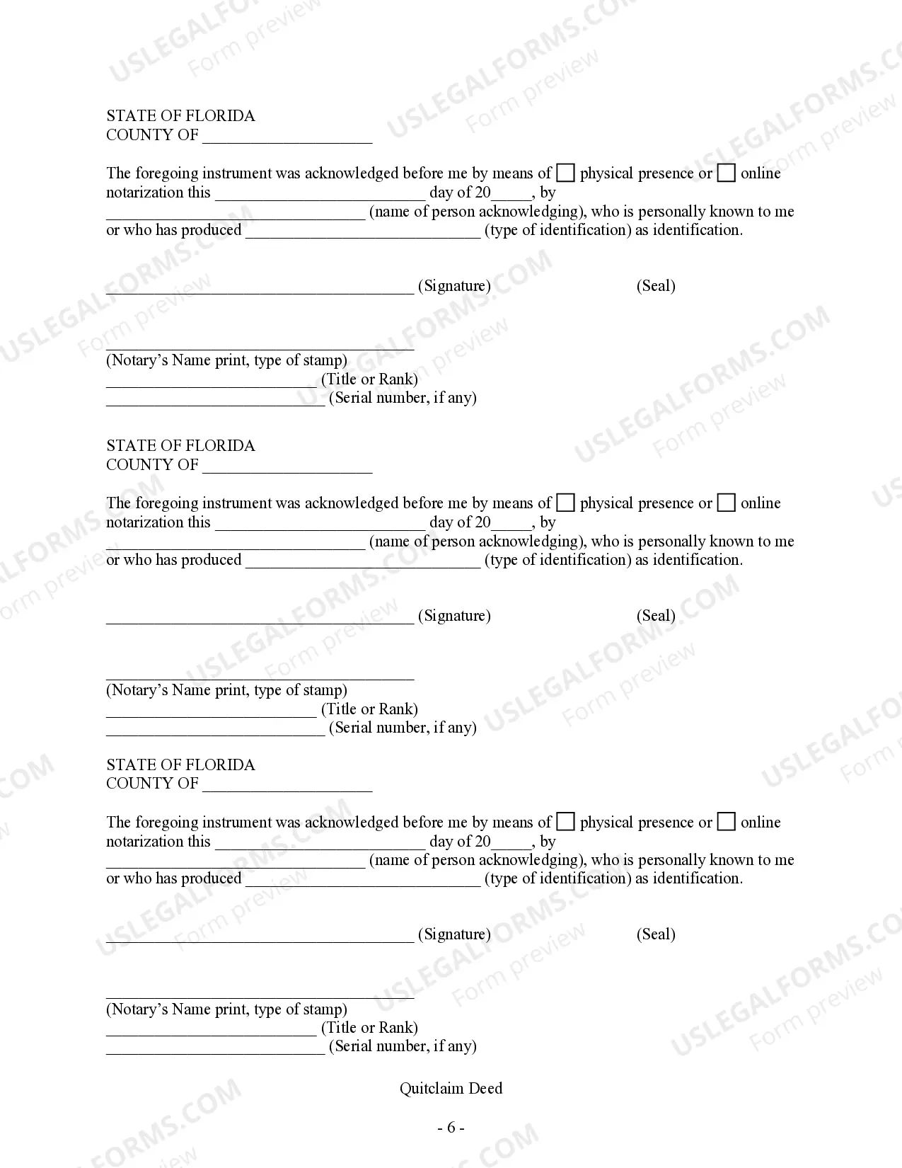 Preview Quitclaim Deed - Four Individuals to One Individual