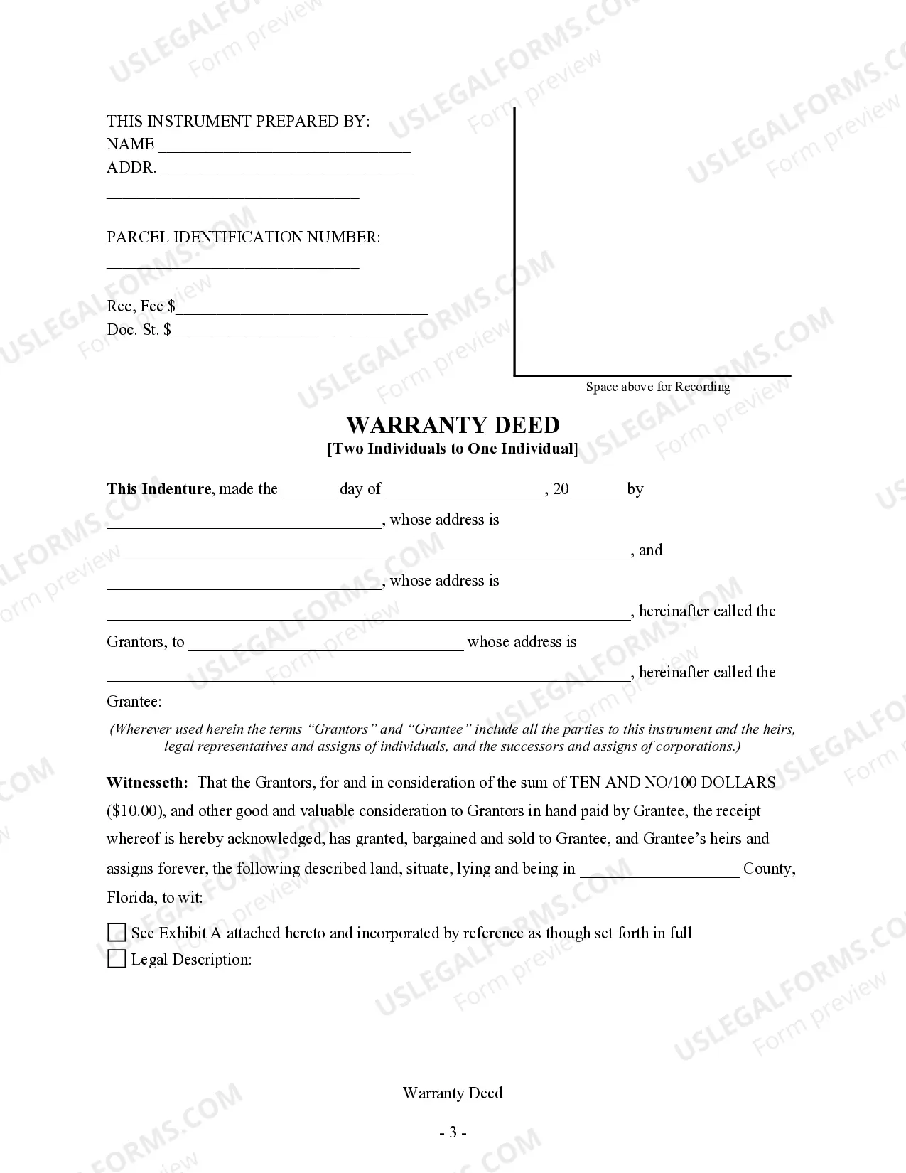 Preview Warranty Deed - Two Individuals to One Individual