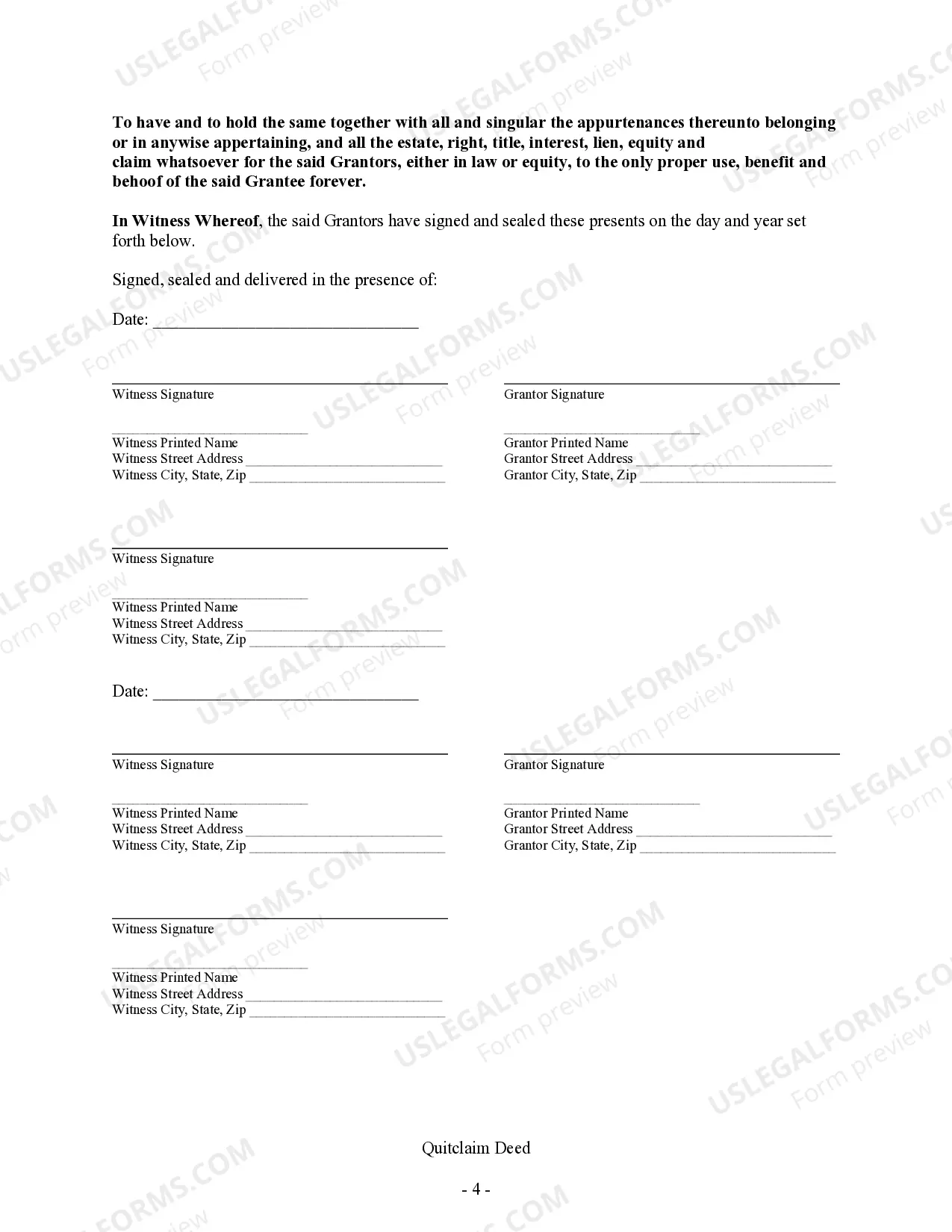 Preview Quitclaim Deed - Four Individuals to Husband and Wife