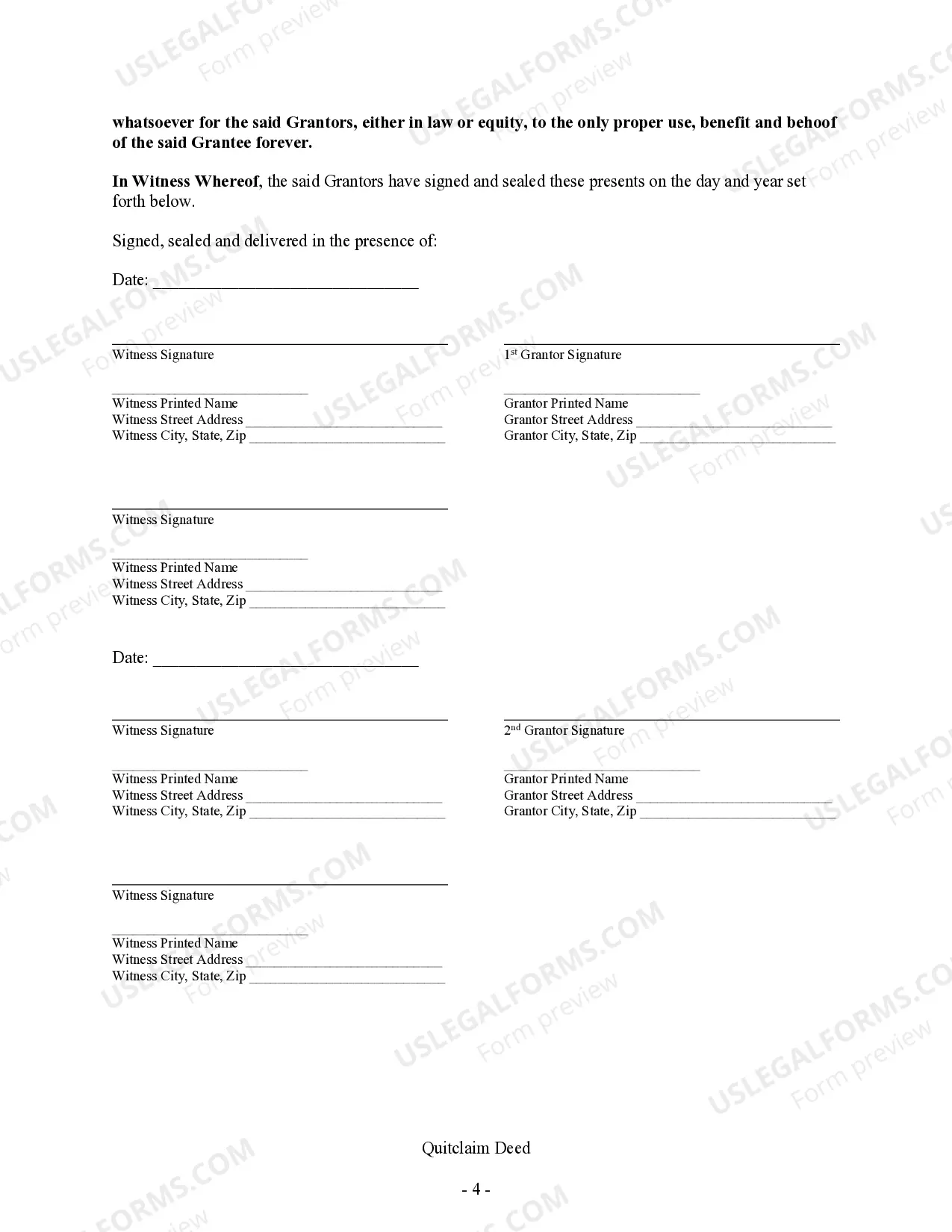 Preview Quitclaim Deed - Husband and Wife to Three Individuals