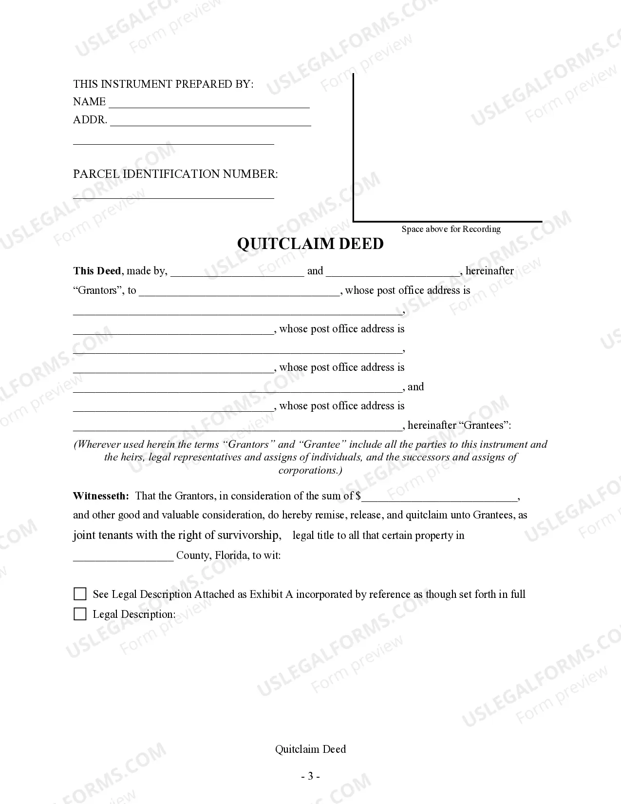 Preview Quitclaim Deed - Two Individuals to Four Individuals