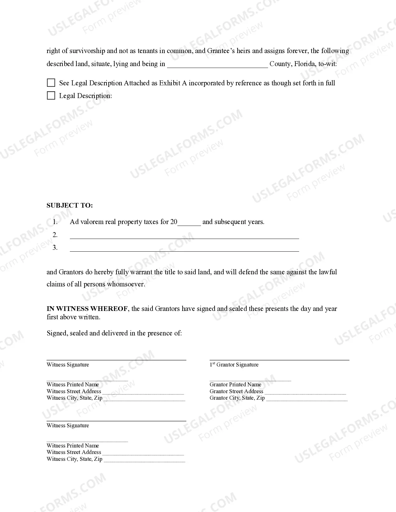 Preview Warranty Deed - Two Individual Grantors to Two Individual Grantees as Joint Tenants