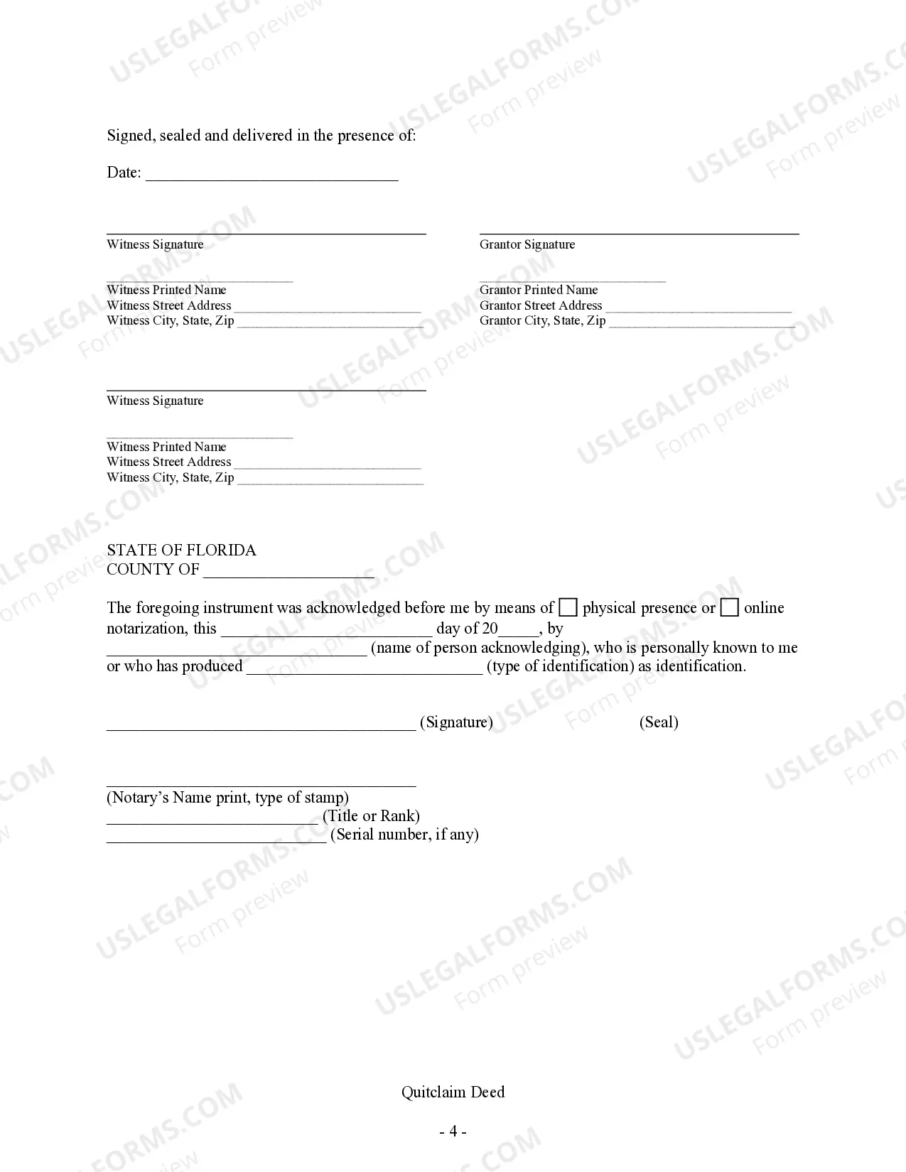 Preview Quitclaim Deed - Individual to Individual with Reserved Life Estate