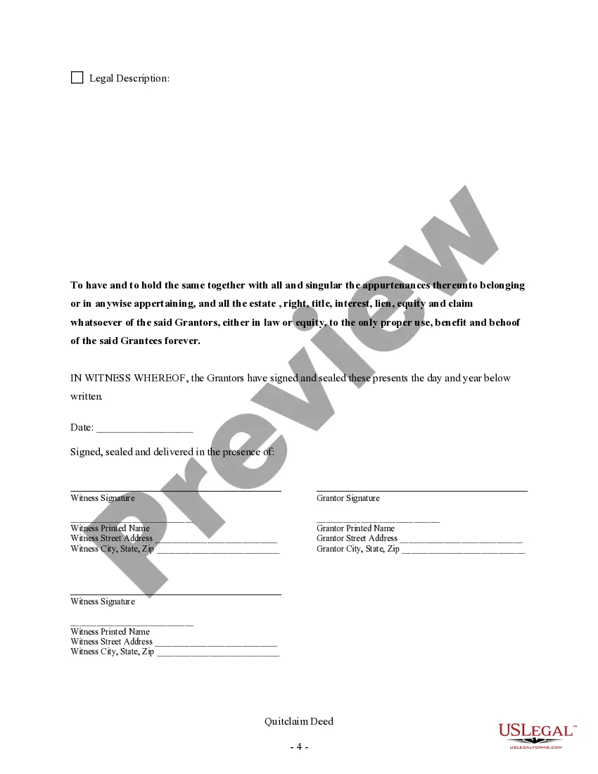 Preview Quitclaim Deed by Two Individuals to Husband and Wife
