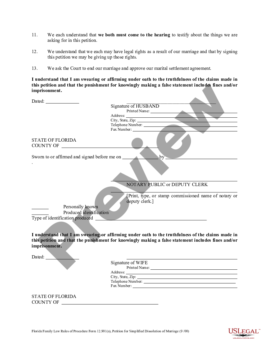 form Simplified Petition for Dissolution of Marriage and Order preview