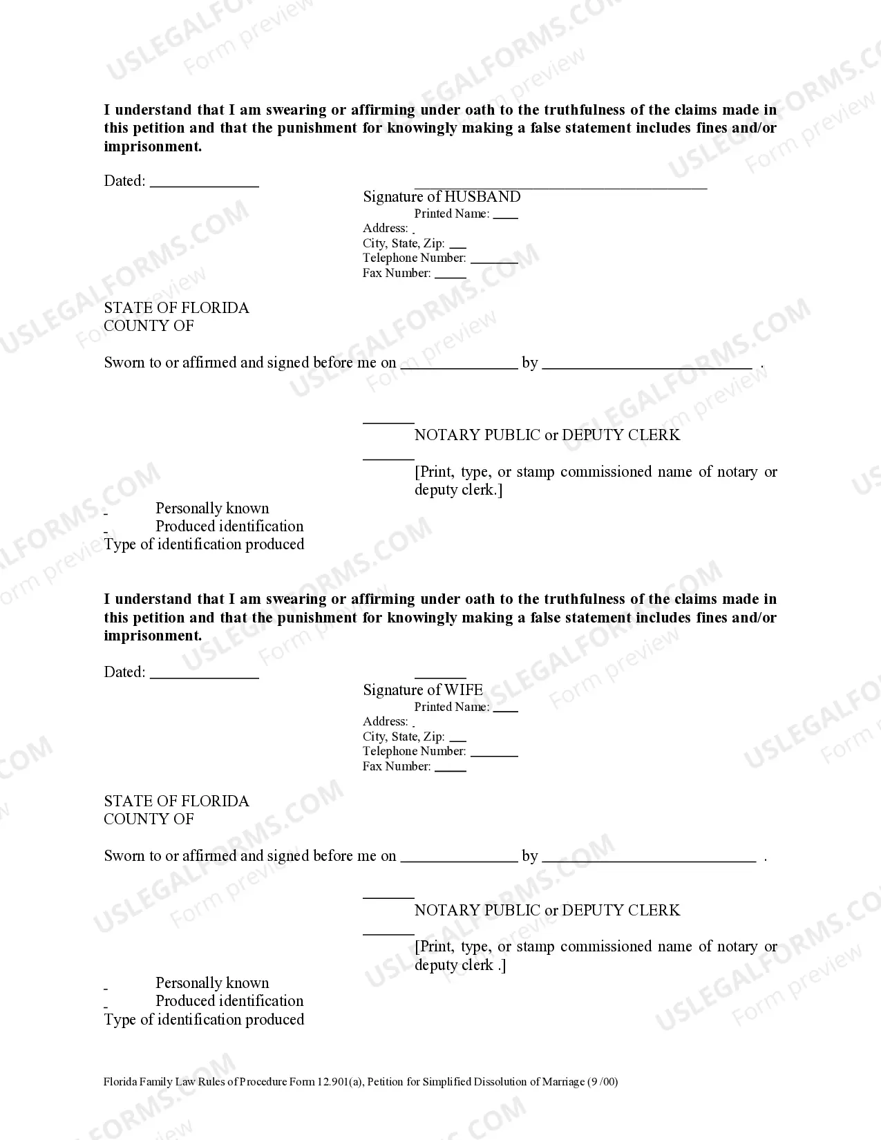 Preview Simplified Petition for Dissolution of Marriage and Order
