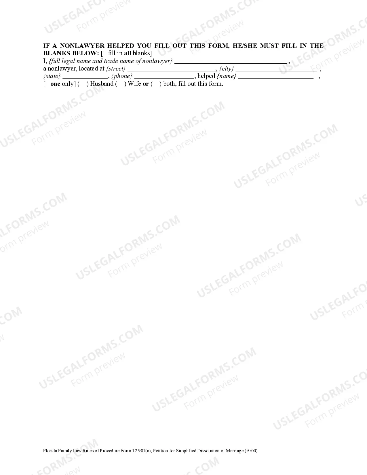 Preview Simplified Petition for Dissolution of Marriage and Order