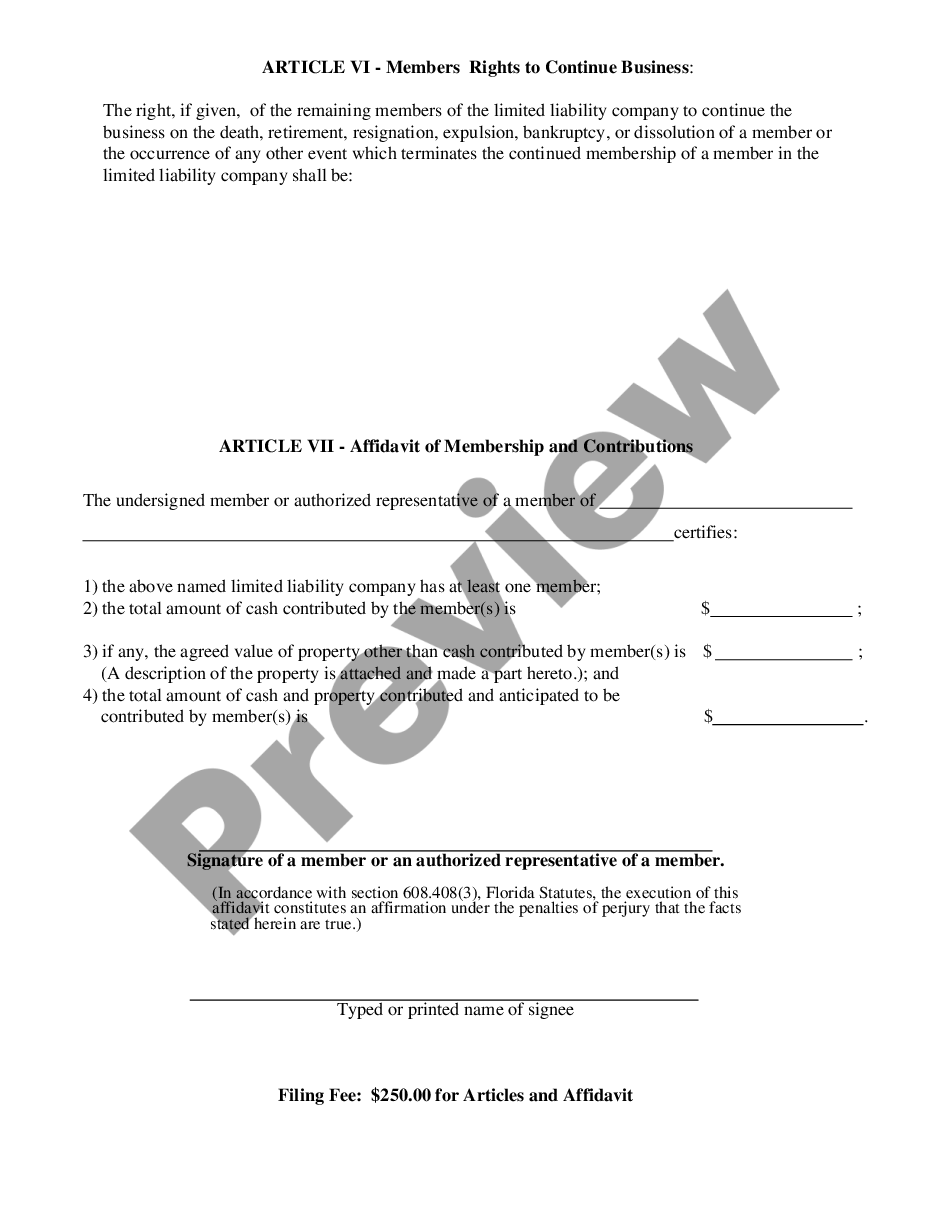 page 3 Articles of Organization preview