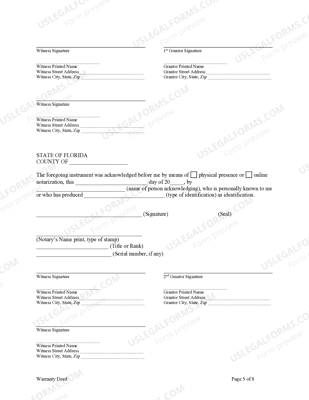 Preview Warranty Deed - Eight Individuals to One Individual
