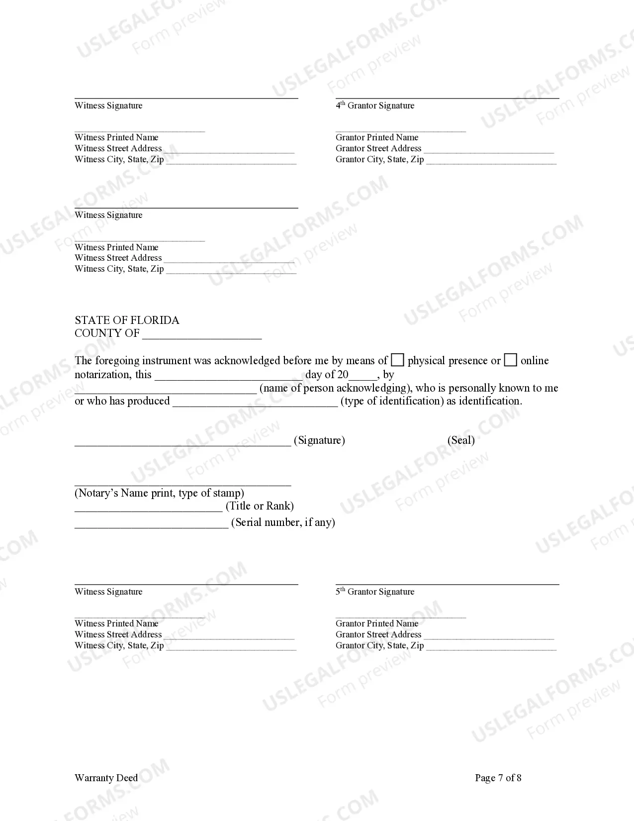Preview Warranty Deed - Eight Individuals to One Individual