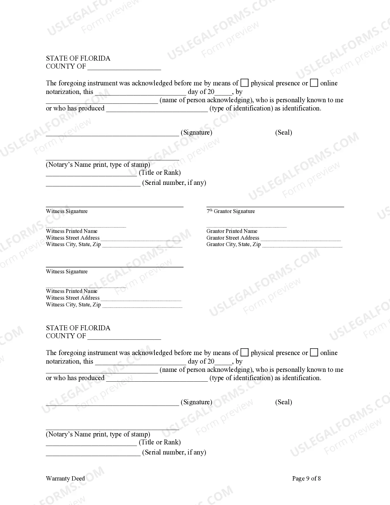 Preview Warranty Deed - Eight Individuals to One Individual