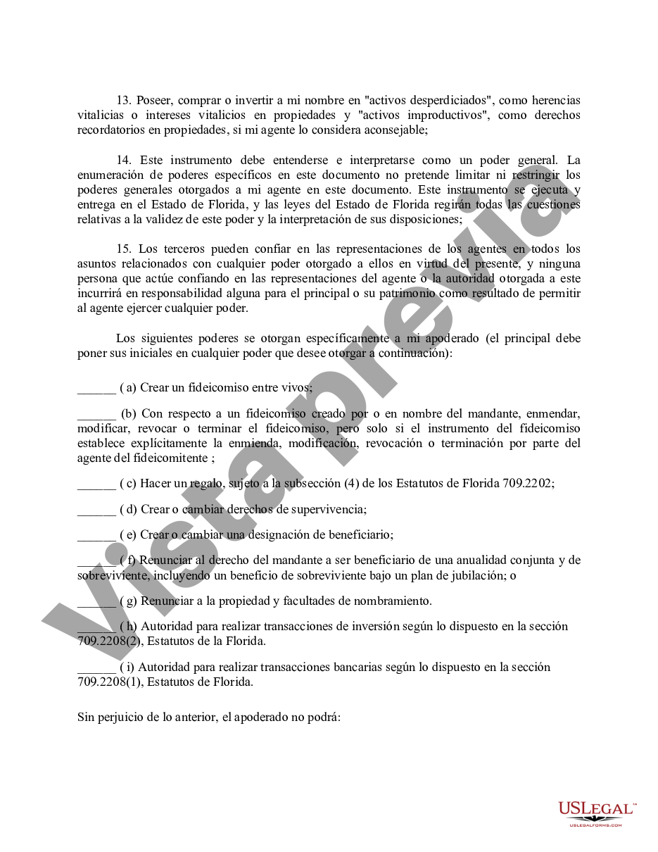 Hillsborough Florida Poder General De Propiedad Y Finanzas No Duradero Poder General Us 1466