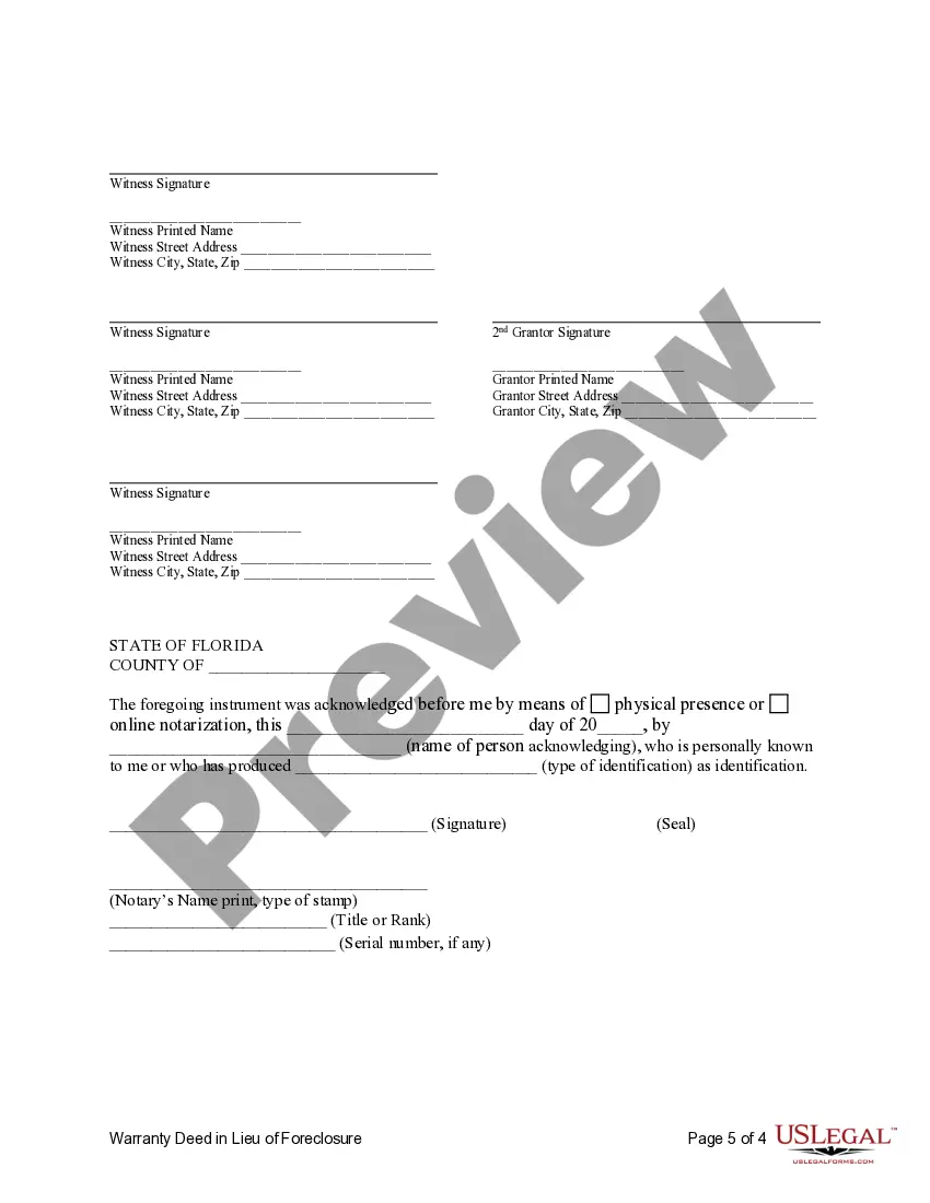 Get Warranty Deed in Lieu of Foreclosure Preview Warranty Deed in Lieu of Foreclosure