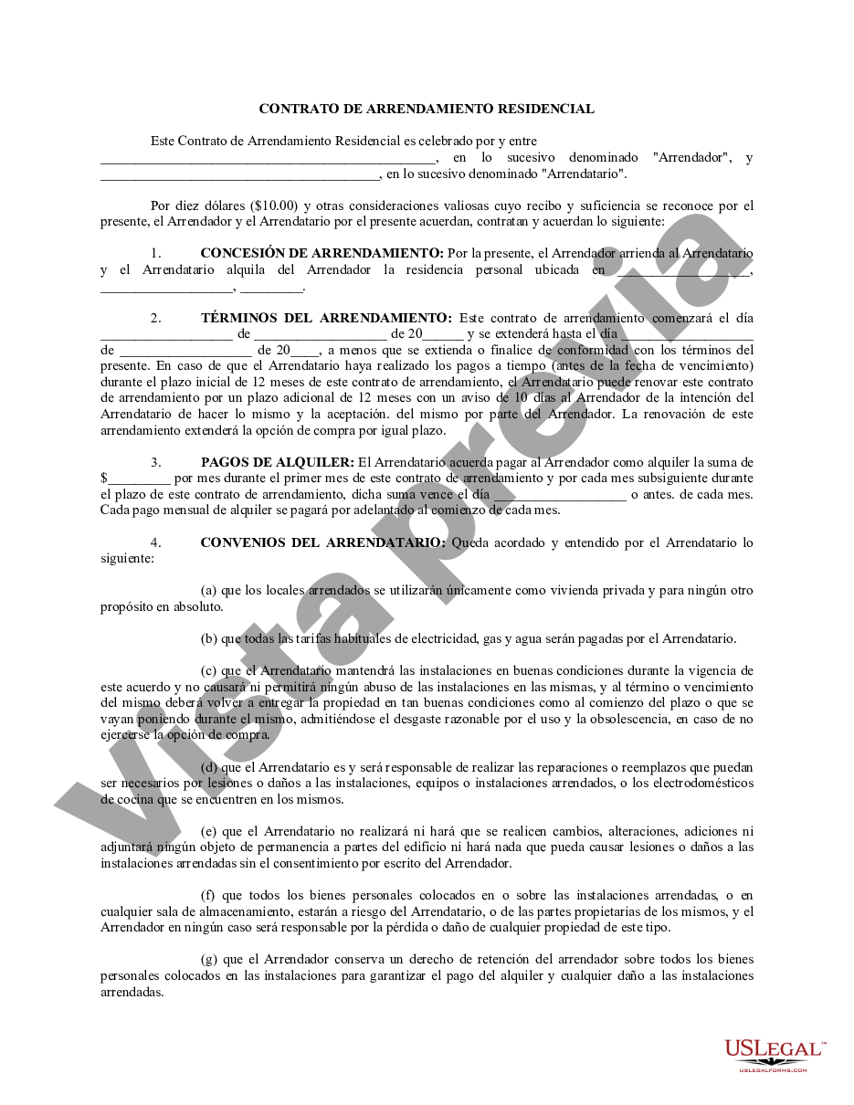 Miami Dade Florida Contrato De Arrendamiento De Alquiler Residencial Us Legal Forms