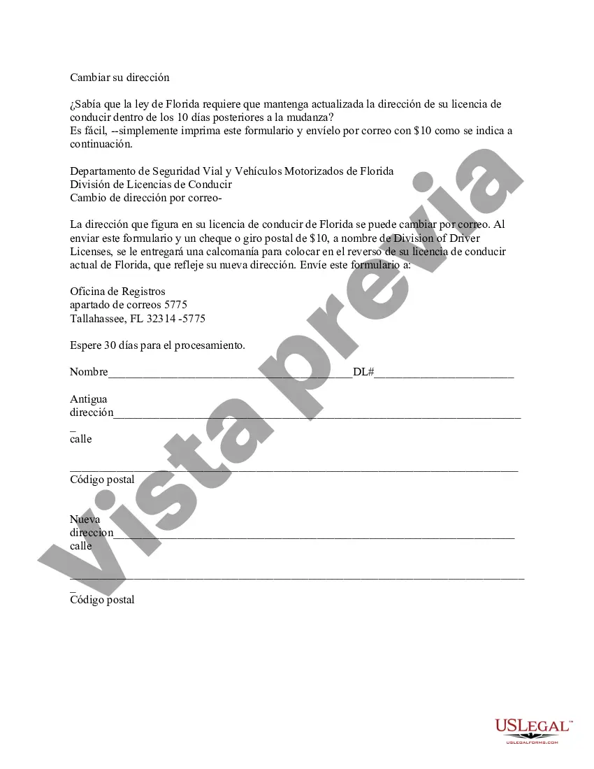 Preview Cambio de Dirección para Licencia de Conducir
