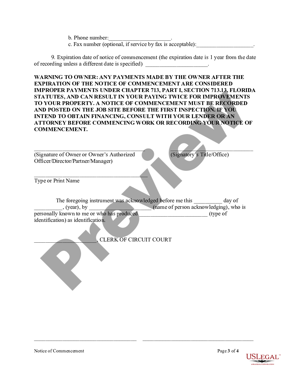 page 2 Notice Of Commencement Form - Individual preview
