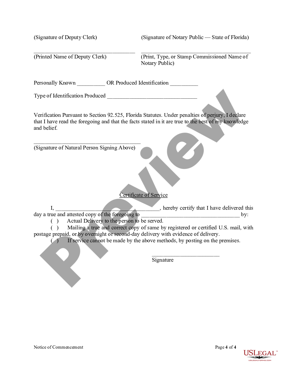 form Notice Of Commencement Form - Individual preview