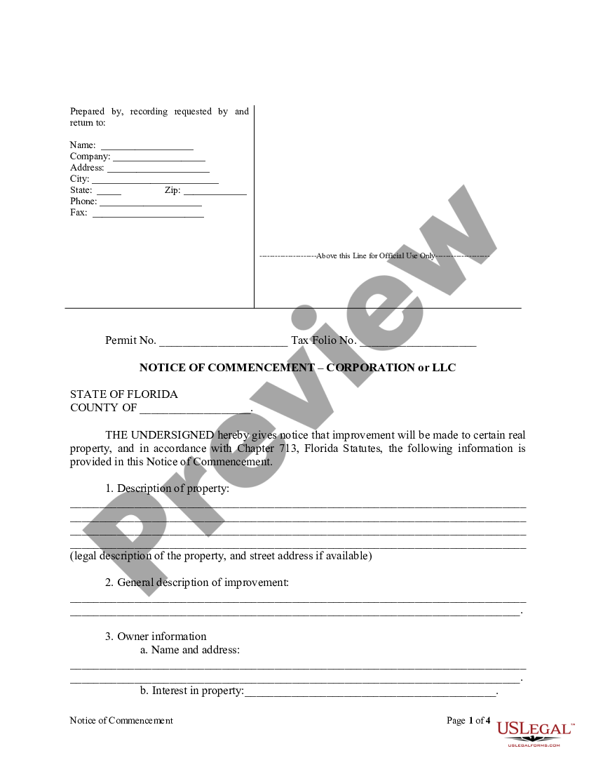 Notice Of Commencement Florida Form Pdf US Legal Forms