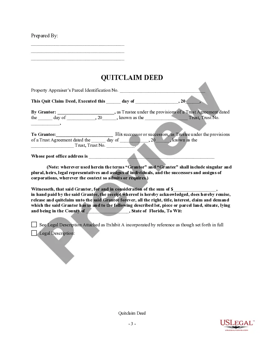 Preview Quitclaim Deed - Trust to Trust