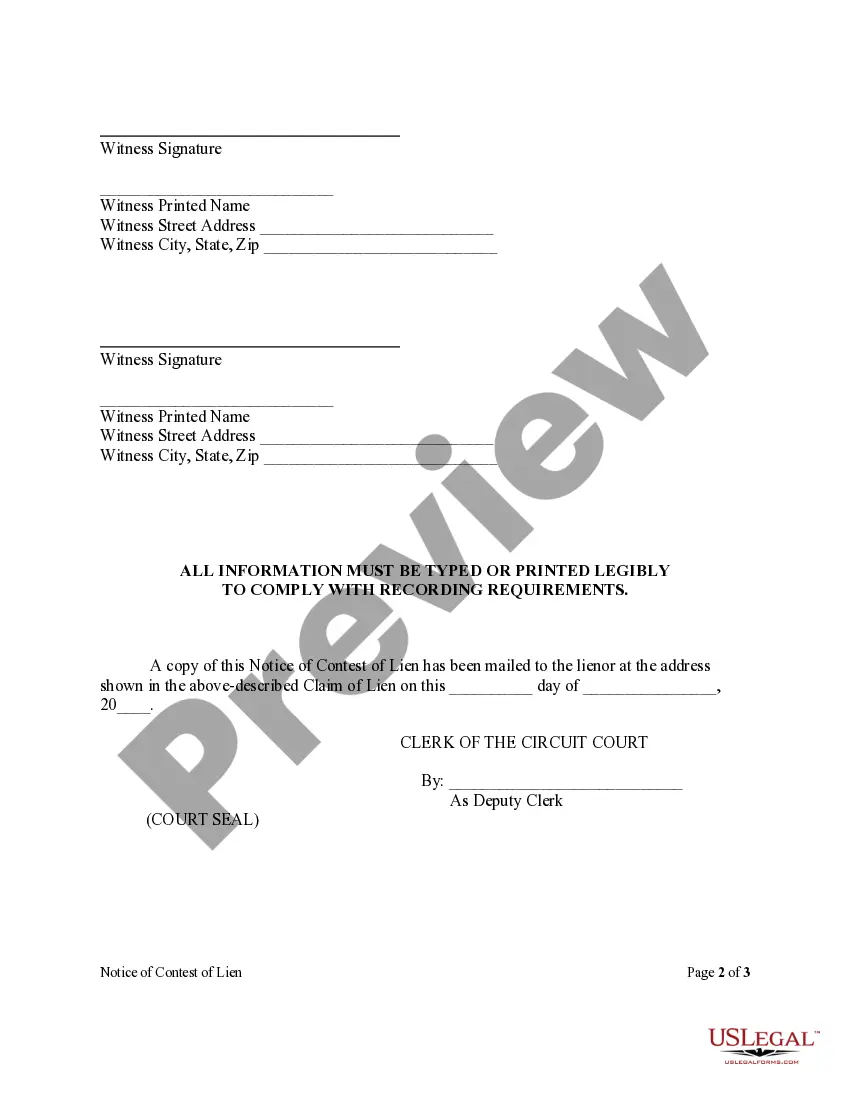 Get Notice of Contest of Lien Form - Construction - Mechanic Liens - Corporation Preview Notice of Contest of Lien Form - Construction - Mechanic Liens - Corporation